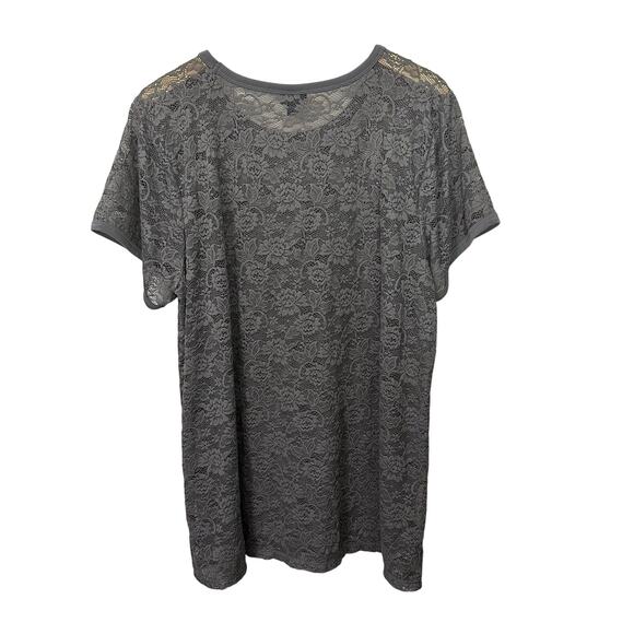 Torrid Gray Floral Lace Short Sleeve Top Boho Festival Fairy Size 3X Stretch - Picture 3 of 8